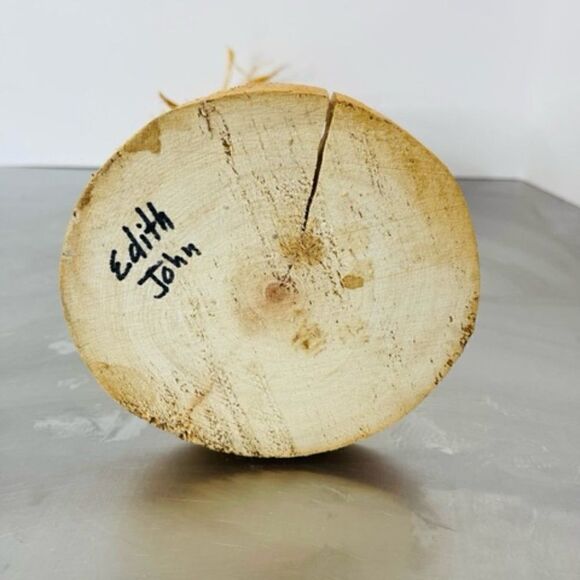 SIGNED 15" TALL Edith John, folk art chicken hen WITH NEST Wood & Straw 15" from - Picture 6 of 6